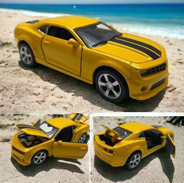 Pshoplay Metal Oyuncak Araba 1:36 Ölçek Bagaj Açılır Çek Bırak Sarı Model Araba - Image 1