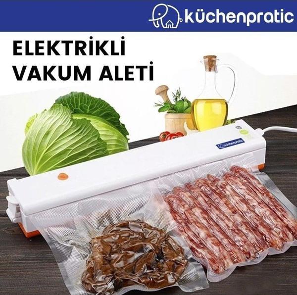 Küchen Pratic Ev Tipi Elektrikli Vakum Makinesi - Gıda Vakum Makinesi - 10 Poşet Hediye - Turuncu - Image 1