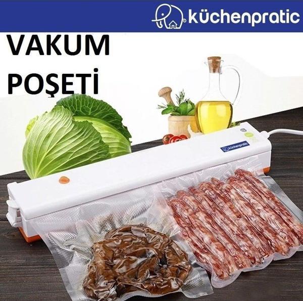 Küchen Pratic Tırtıklı Vakum Poşeti 100 Adet Desenli Vakum Naylonu 18X23 - Image 1