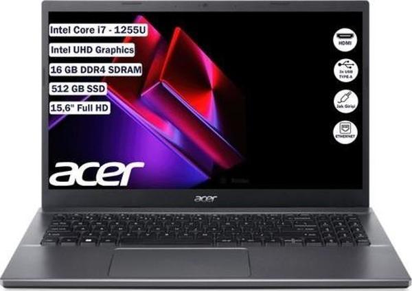 Acer Extensa 15 Intel Core I7 1255U 16 GB 512 GB SSD Freedos 15.6 Fhd Taşınabilir Bilgisayar NX.EGYEY.006 - Image 1