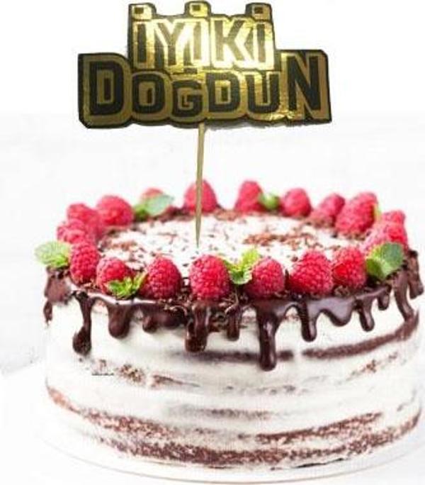 himarry Parti Altın Renk İyiki Doğdun Yazılı Kürdan Süsü 2 Adet 8X8 cm - Image 1