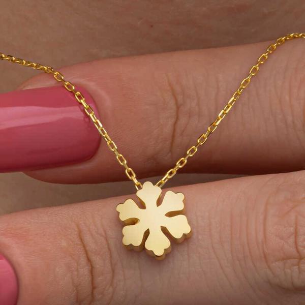 himarry 925 Ayar Gümüş Gold Minimal Kar Tanesi Kadın Kolye - Image 1