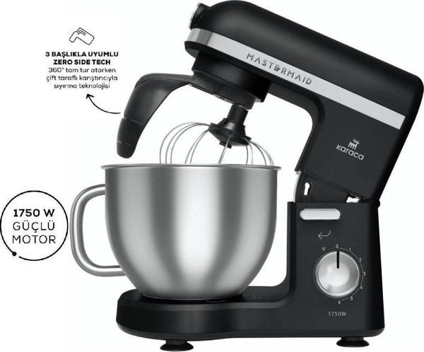 Karaca Mastermaid Chef Pro Çift Kollu Stand Mikser Matte Black Silver 1750 W - Image 1