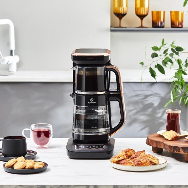 Karaca Çaysever Robotea Pro 4 in 1 Konuşan Cam Çay Makinesi Black Copper - Image 1