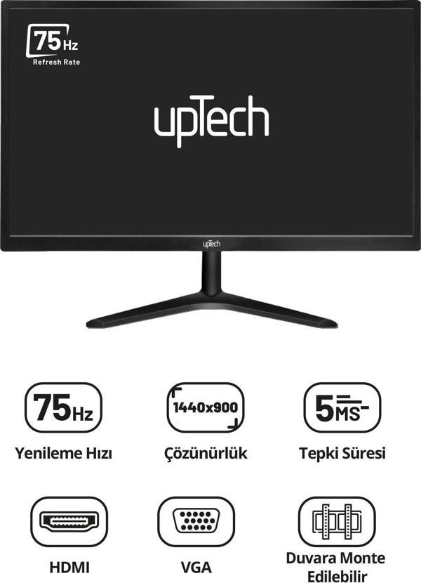 UPTECH HD190 19 inc Geniş Ekran 75 Hz 5ms VGA,HDMI Led Monitör - Image 1