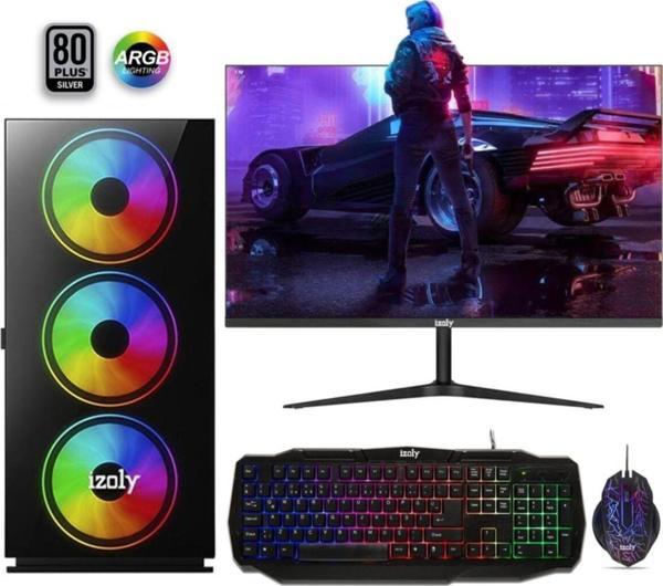 izoly Titan Iı I3-10100f 8gb 256gb M.2 Ssd + 500gb Hdd Rx550 500w 80+ 24"oyuncu Masaüstü Bilgisayarı - Image 1