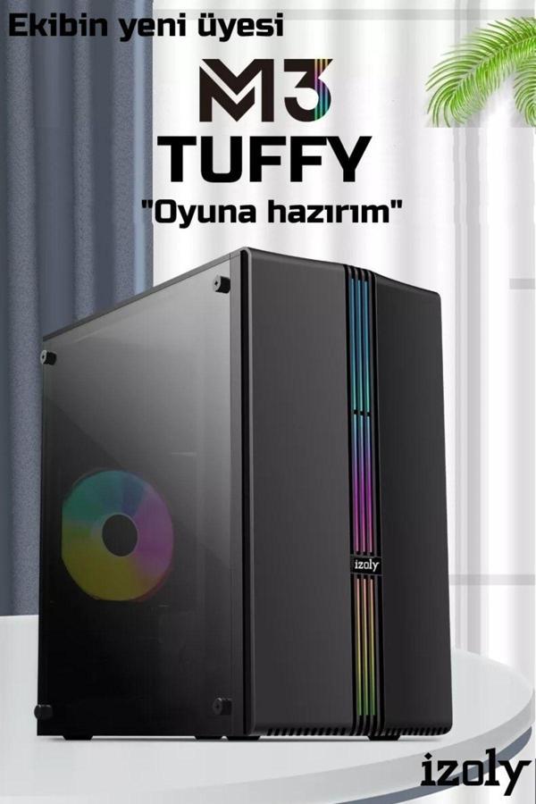 izoly Tuffy M3 1x Rbw Fan Argb Strip Led Temperli Cam Oyuncu Kasası - Image 1