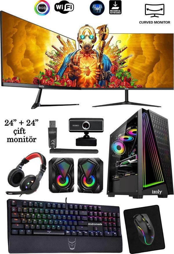 izoly Twitch I5-10400f 16gb 512gb M.2 Nvme Rx550 4gb 24"+24" 100hz Oyuncu Masaüstü Bilgisayarı - Image 1