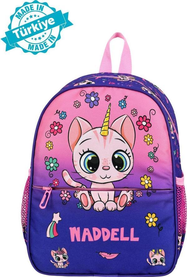 Waddell Lisanslı Kedi Desenli Mor Anaokul Kreş Sırt Çantası - Image 1