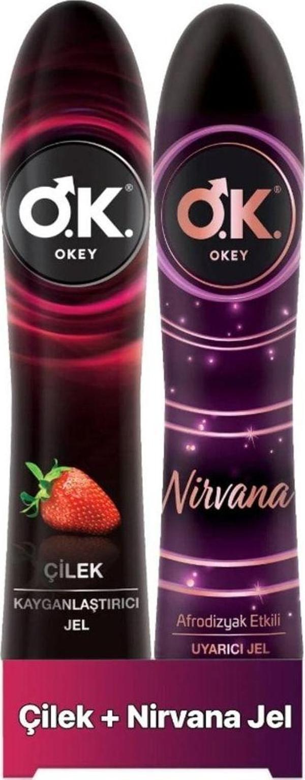 Okey Çilek Kayganlaştırıcı Jel 100 ML + Nirvana Uyarıcı Jel 100 ML - Image 1
