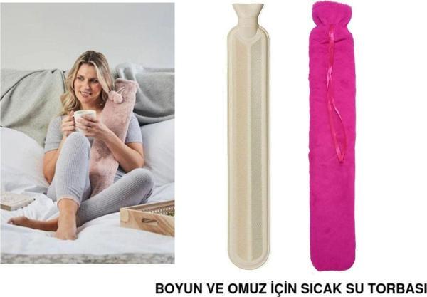 SICAK SU TORBASIBOYUN VE OMUZ ICIN  UZUN PELUŞ PEMBE 2LT TERMOFOR 75x13CM - Image 1