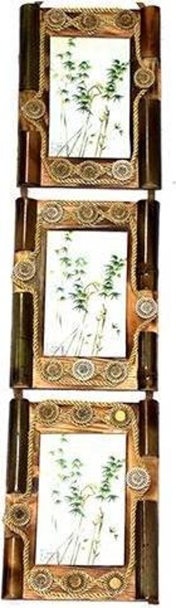 3 Lü Hasır İpli Ahşap Çerçeve 50cm Dekoratif Hediyelik - Image 1