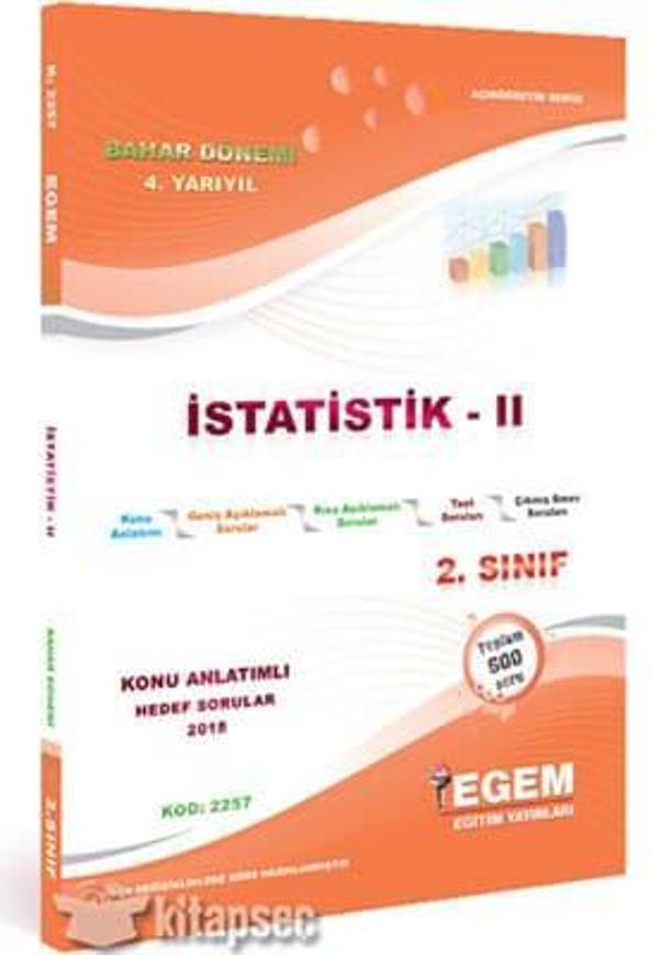 2.SINIF 4.YARIYIL İSTATİSTİK 2 BAHAR DÖNEMİ - EGEM - Image 1