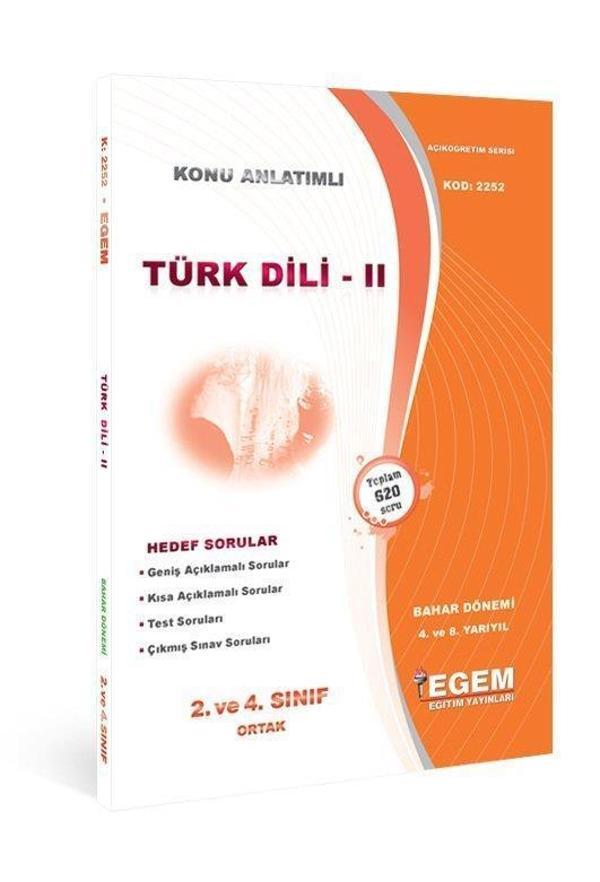 2.SINIF 4.YARIYIL TÜRK DİLİ 2 BAHAR DÖNEMİ - EGEM - Image 1