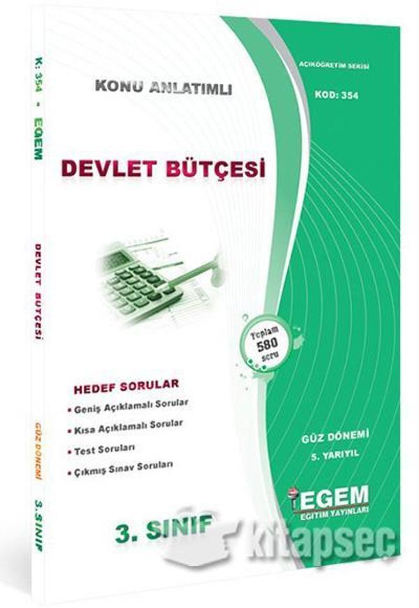 3.SINIF 5.YARIYIL DEVLET BÜTÇESİ K.A GÜZ DÖNEMİ - EGEM YAYINLARI - Image 1