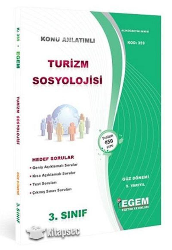 3.SINIF 5.YARIYIL TURİZM SOSYOLOJİSİ K.A GÜZ DÖNEM - EGEM YAYINLARI - Image 1