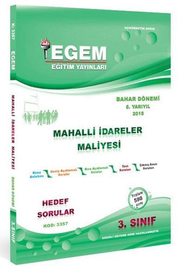3.SINIF 6.YARIYIL MAHALLİ İDARELER MALİYESİ BAHAR DÖNEMİ - EGEM - Image 1