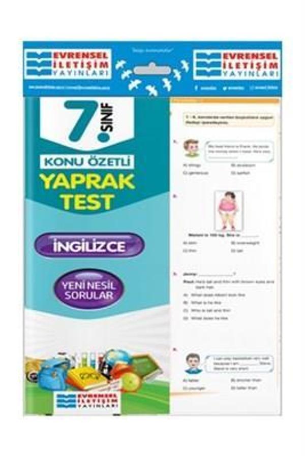 7.SINIF İNGİLİZCE YAPRAK TEST - EVRENSEL İLETİŞİM YAYINLARI - Evrensel İletişim Yayınları - Image 1
