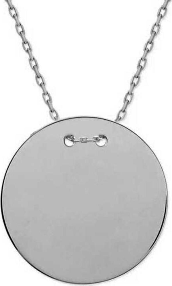 925 Ayar Gümüş Yuvarlak Plaka Kolye - Image 1