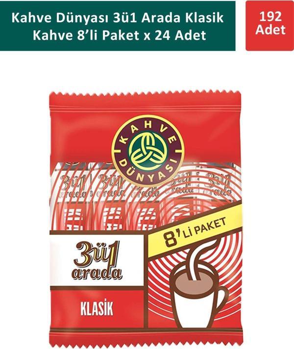 Kahve Dünyası 3ü1 Arada Klasik Kahve 8 x 18 gr x 24 Adet - Image 1