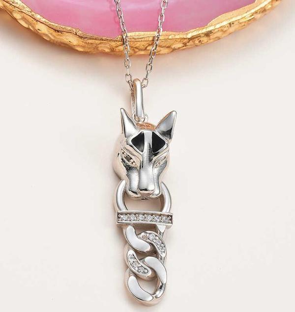 925 Ayar ​Gümüş Kaplan Figürlü Kadın Kolye - Image 1