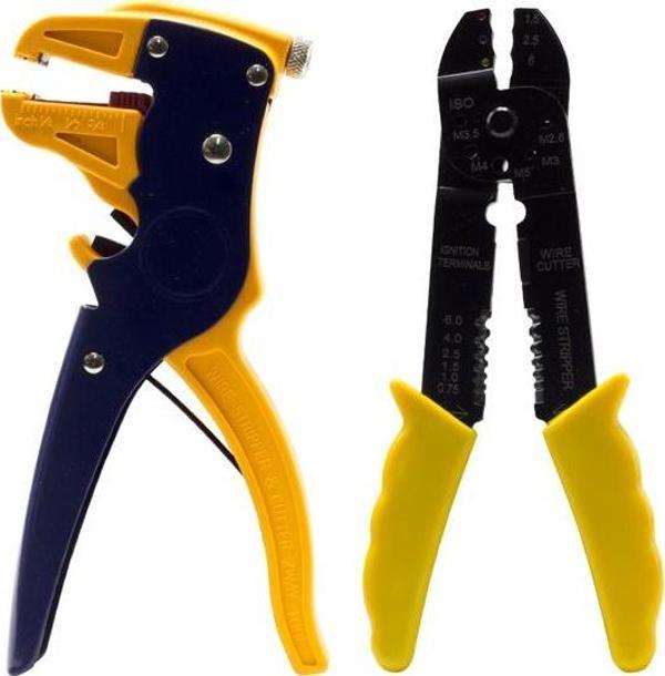 Powermaster YK-PR-04 Terminal Sıkma Pensesi+Kablo Sıyırma Pensesi+Uç Seti Soyma ve Kesme Bir Arada Set - Image 1