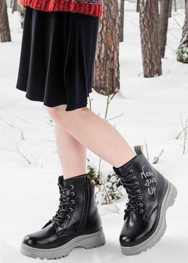 Kiko Kids Termo Taban Kız Çocuk Bot 610 Çatlak Siyah - Gri - Image 1