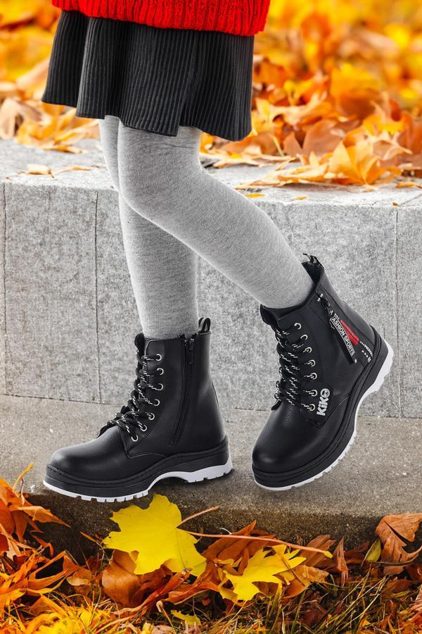Kiko Kids Fermuarlı Termo Taban Kız Çocuk Bot 623 Cilt Siyah - Image 1