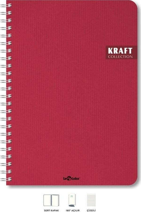 Kraft Ofis Defter Spiralli Çizgili Kırmızı - Image 1