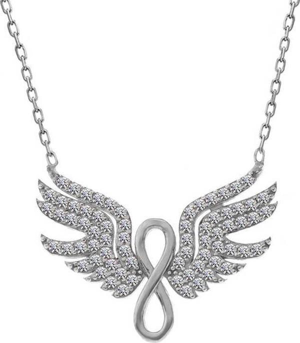 925 Ayar Gümüş Melek Kanadı Sonsuzluk Kadın Kolye - Image 1