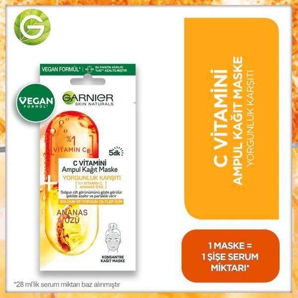 Garnier C Vitamini Yorgunluk Karşıtı Ampul Kağıt Maske - Image 1