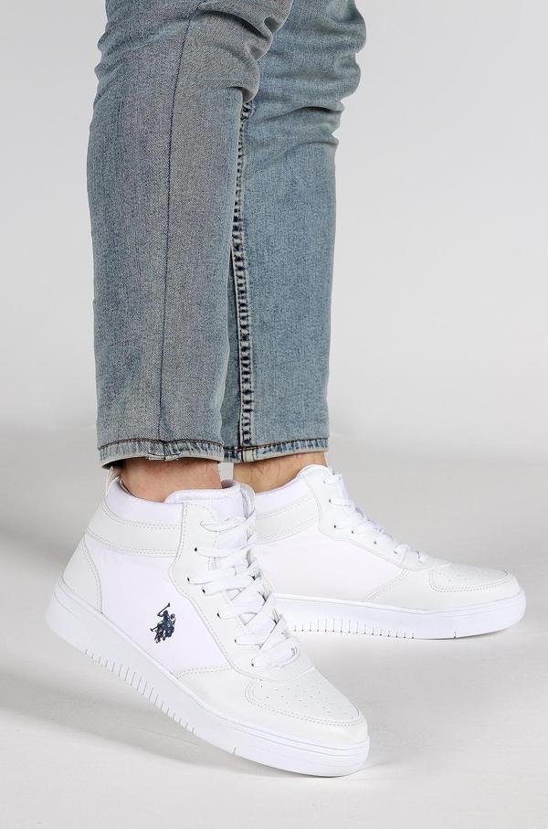 U.S. Polo Assn. Aristo Hi Günlük Bağcıklı Erkek Spor Ayakkabı Beyaz - Image 1