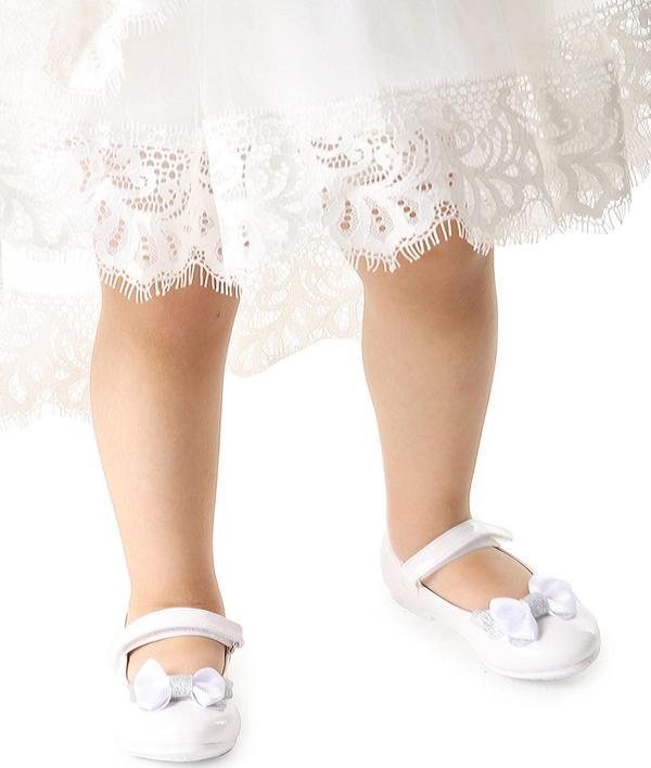 Kiko Kids Taşlı Cırtlı Kız Çocuk Fiyonklu Babet Ayakkabı Ege 204 Rugan Beyaz - Image 1