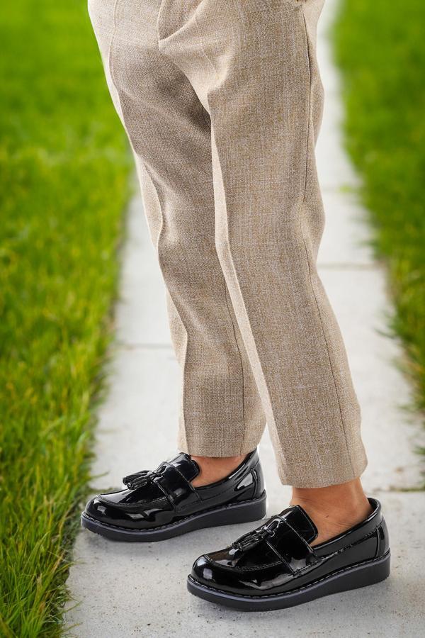 Kiko Kids Papyonlu Erkek Çocuk Okul Sünnet Ayakkabısı 184 Rugan Siyah - Image 1