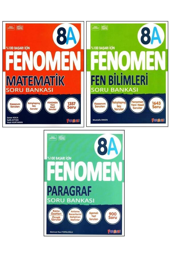 Fenomen 8. Sınıf LGS Matematik (A) + Fen Bilimleri (A) + Paragraf (A) Soru Bankası 3 Kitap - Antrenman Yayıncılık - Image 1