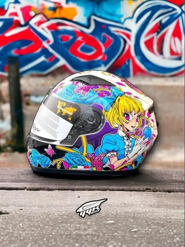Sway 815K Full Face Şeffaf Vizör Kız Çocuk Motosiklet Kaskı L Beden Gloss Girl - Image 1