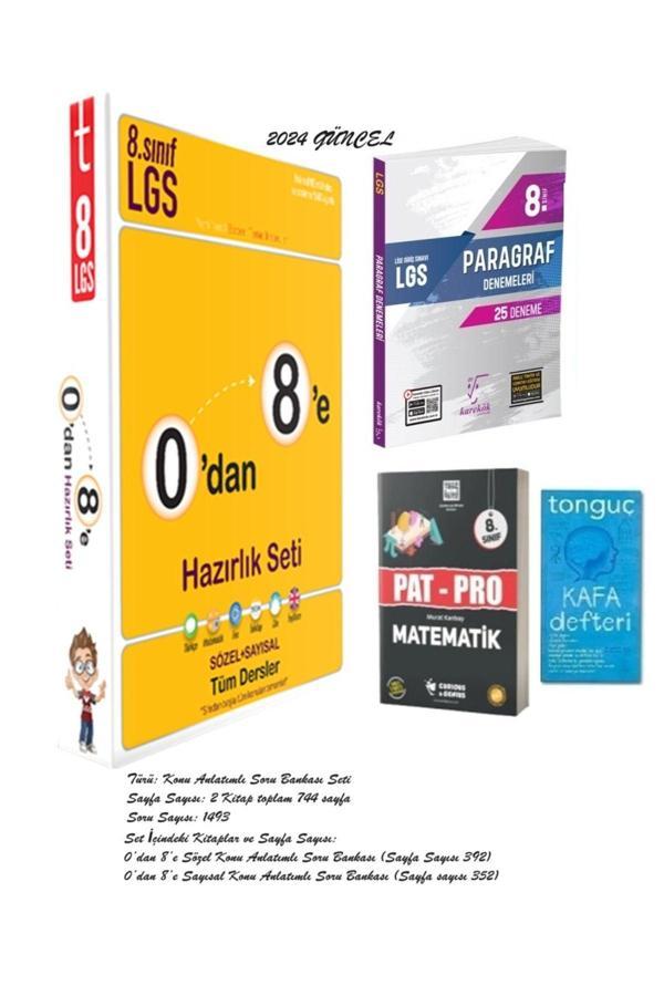 8. Sınıf 0'dan 8'e Hazırlık Seti ve Lgs Paragraf Denemeleri İle Pat-Pro Matematik S.B+Kafa Defteri - Tonguç Akademi - Image 1