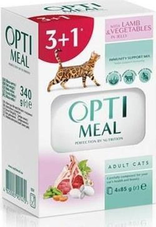 Optimeal Kuzu Etli Sebzeli Jöle Yaş Mama 85G 3+1 - Image 1