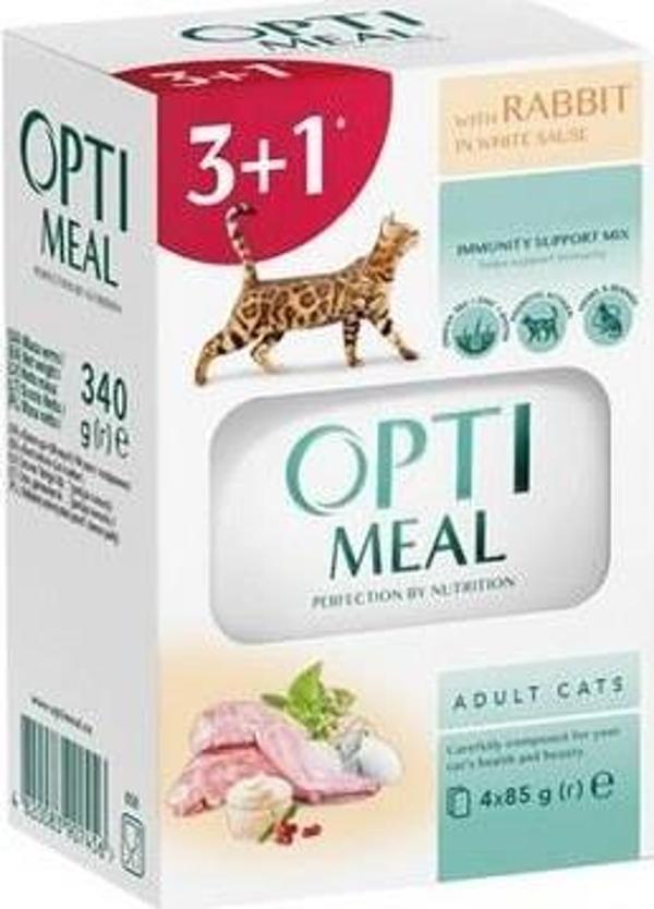 Optimeal Tavşanlı Beyaz Soslu Yaş Mama 85G 3+1 - Image 1