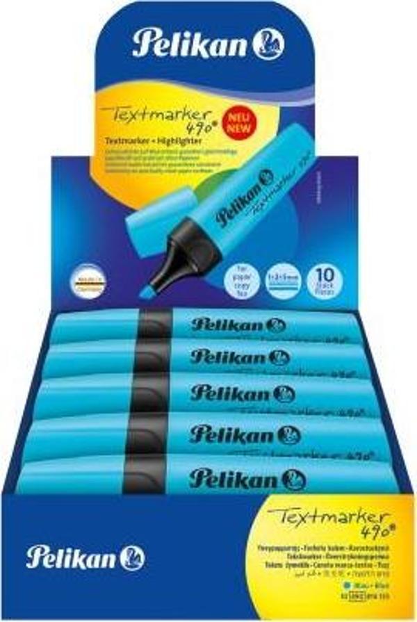 Pelikan 490 Fosforlu Kalem 10'lu Kutu - Mavi - Image 1