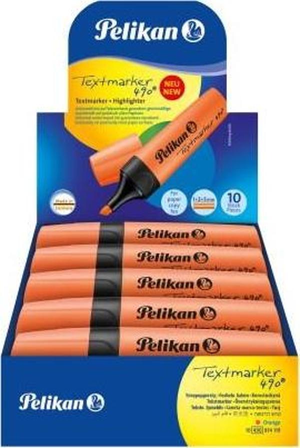 Pelikan 490 Fosforlu Kalem 10'lu Kutu - Turuncu - Image 1