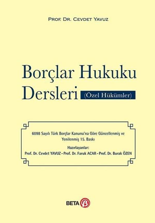 Borçlar Hukuku Dersleri (Özel Hükümler) - Beta Yayınları - Image 1