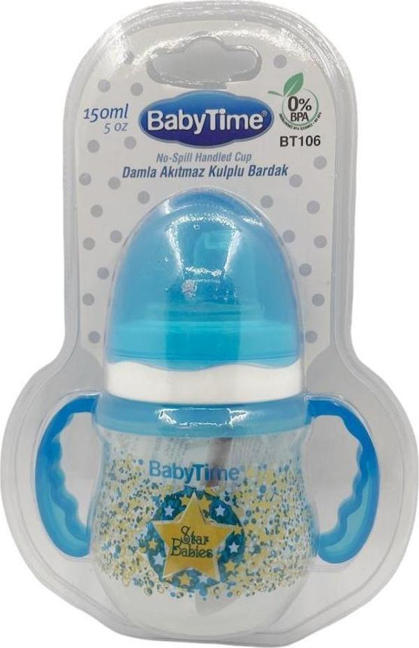 BabyTime Damla Akıtmaz Kulplu Bardak 150 ml - Mavi - Image 1