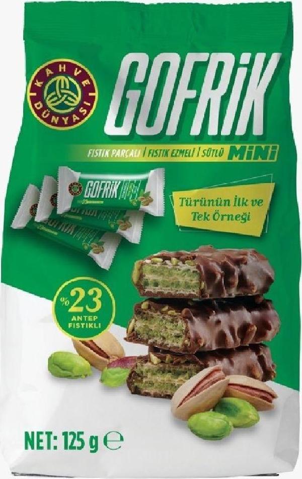 Kahve Dünyası Mini Gofrik Antep Fıstıklı Poşet Çikolata 125 gr - Image 1