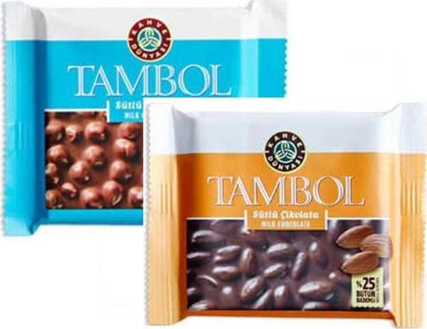 Kahve Dünyası Tambol Fındıklı Sütlü Çikolata ve Tambol  Bademli Sütlü Tablet Çikolata 77 gr  - Image 1