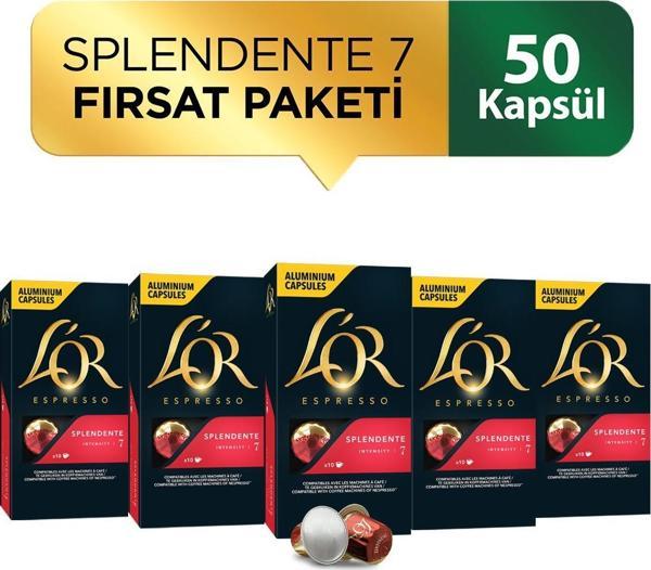 L'OR - Splendente - Intensity 7 - Nespresso Uyumlu Kapsül Kahve Fırsat Paketi 10 x 5 Paket (50 Adet) - Image 1