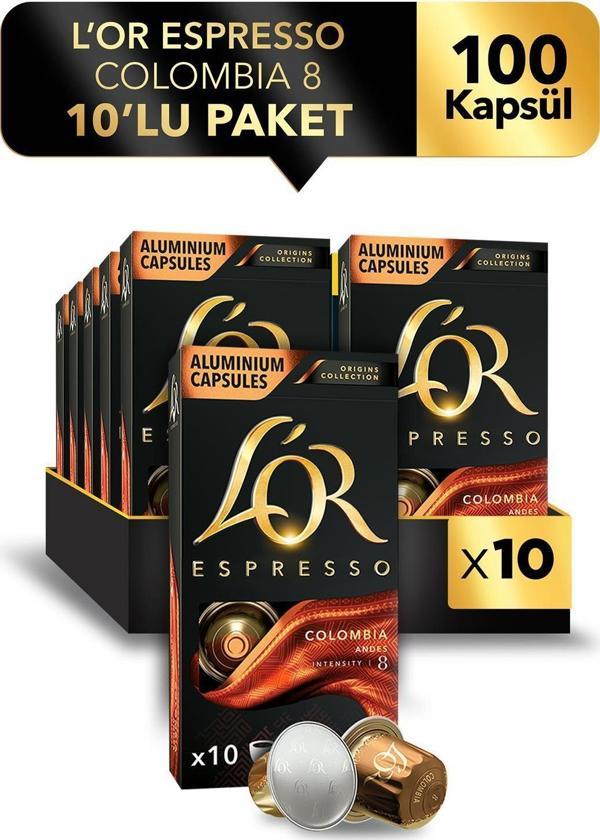 L'OR Espresso Origin Colombia Kapsül Kahve 10 x 10 Paket ( 100 Adet ) - Image 1