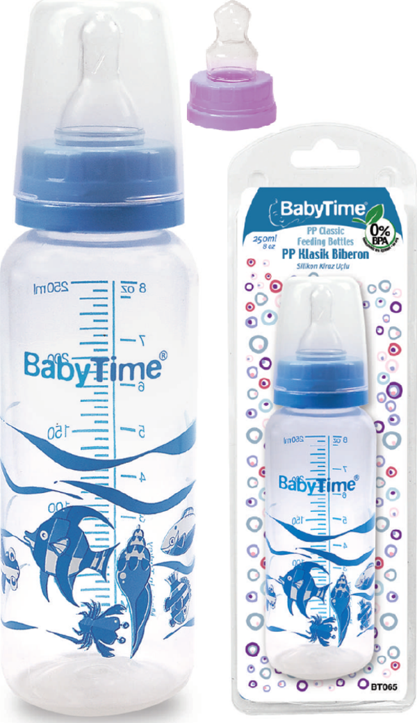 BabyTime Klasik Silikon Damak Uçlu PP Biberon - 250ml - Image 1