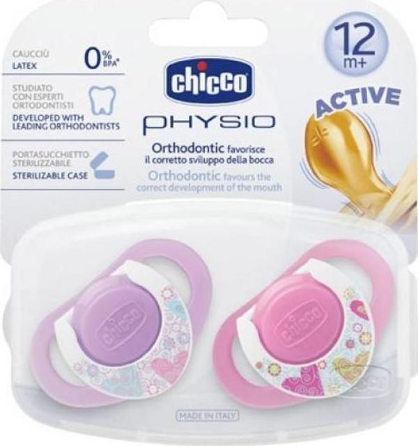 Chicco 2 li Physio Kauçuk Emzik 12 ay+ Kız - Image 1