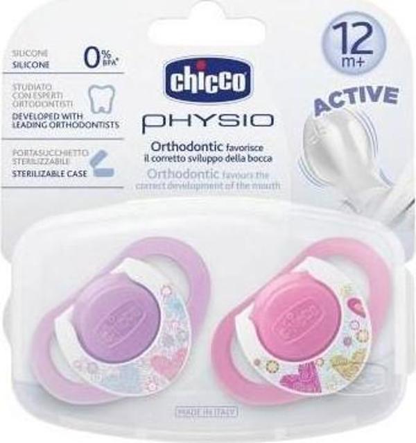 Chicco Physio Compact 2 li Silikon Emzik 12 ay+ Kız - 8058664059294 - Image 1